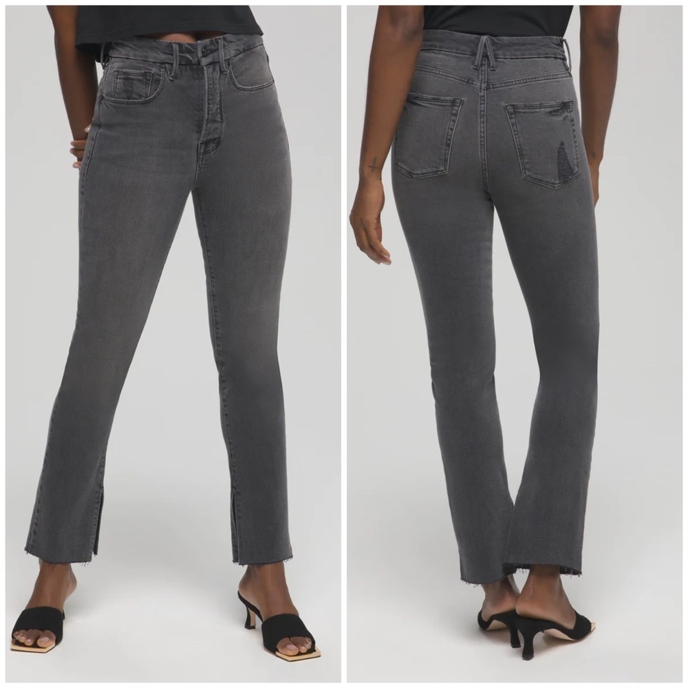 Good American Good Boy Boyfriend High Rise Straight Jeans Grey Wash 4/27 32”